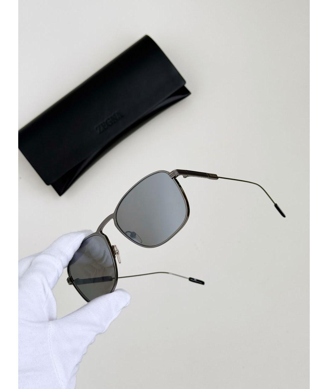 ERMENEGILDO ZEGNA Серые металлические солнцезащитные очки, фото 6