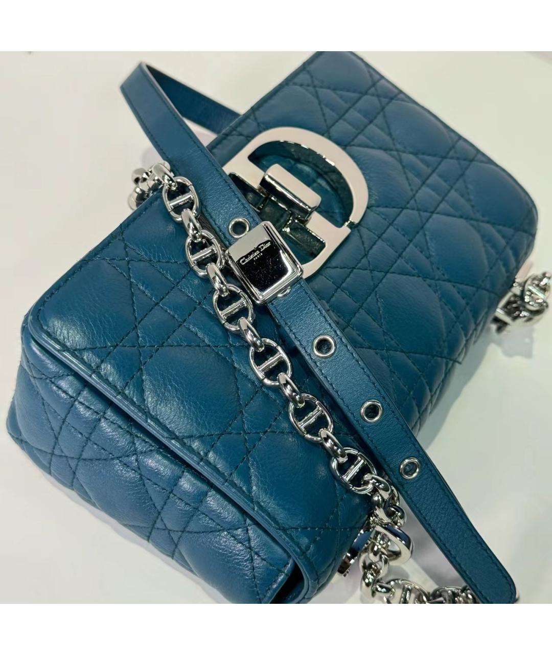 CHRISTIAN DIOR Синяя кожаная сумка через плечо, фото 6