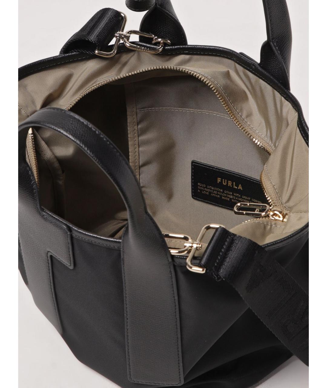 FURLA Черная синтетическая сумка тоут, фото 3