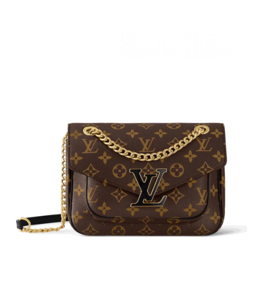 LOUIS VUITTON Коричневая кожаная сумка через плечо, фото 9