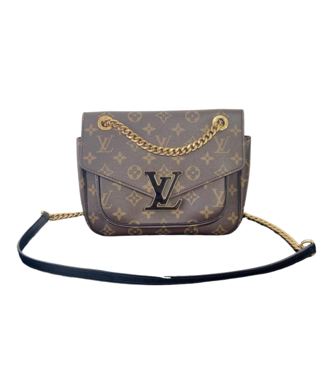 LOUIS VUITTON Коричневая кожаная сумка через плечо, фото 8