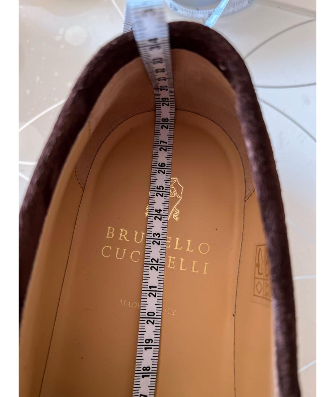 BRUNELLO CUCINELLI Коричневые замшевые лоферы, фото 8