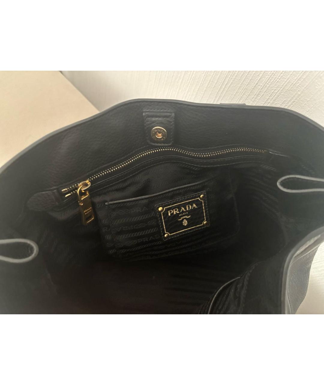 PRADA Черная кожаная сумка тоут, фото 4