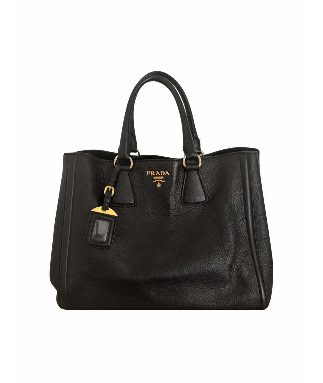 PRADA Черная кожаная сумка тоут, фото 1