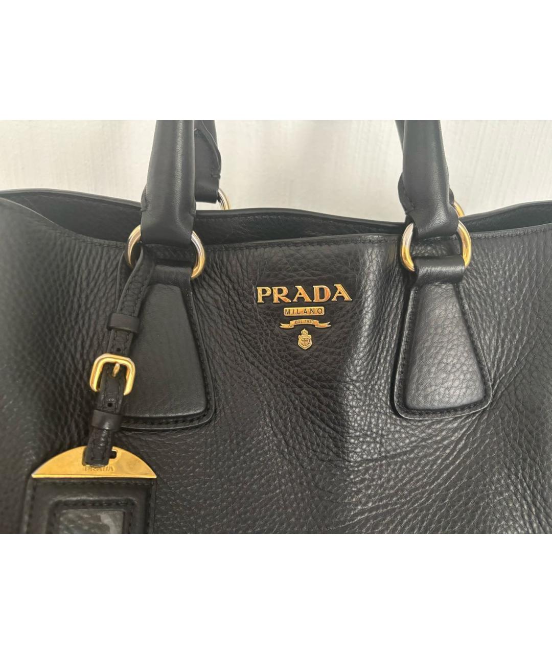 PRADA Черная кожаная сумка тоут, фото 2