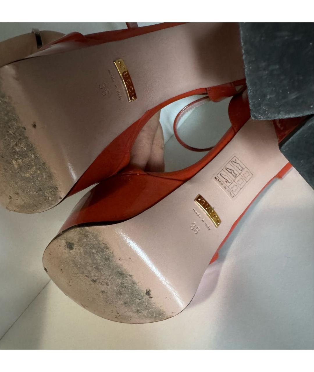 GUCCI Оранжевое босоножки из лакированной кожи, фото 6