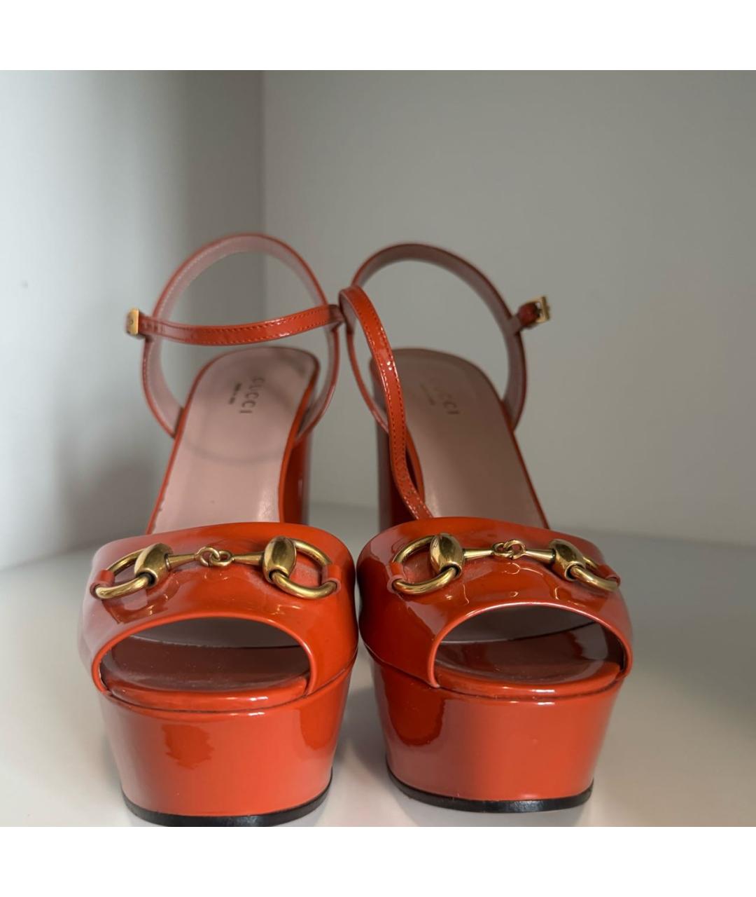GUCCI Оранжевое босоножки из лакированной кожи, фото 2