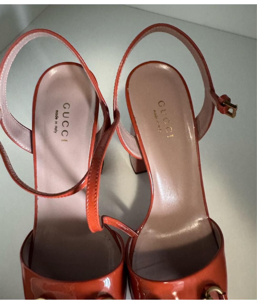 GUCCI Оранжевое босоножки из лакированной кожи, фото 5