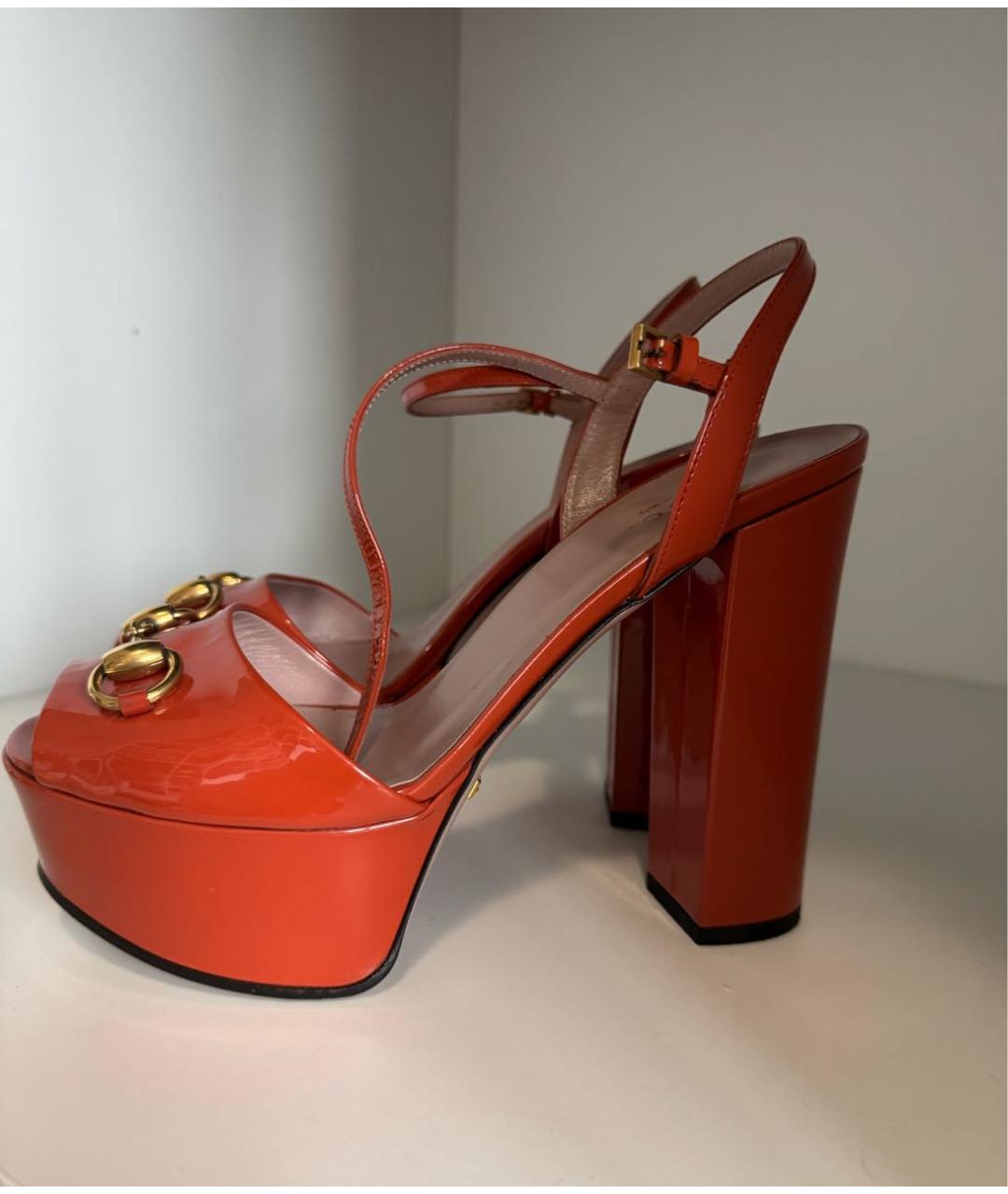 GUCCI Оранжевое босоножки из лакированной кожи, фото 3