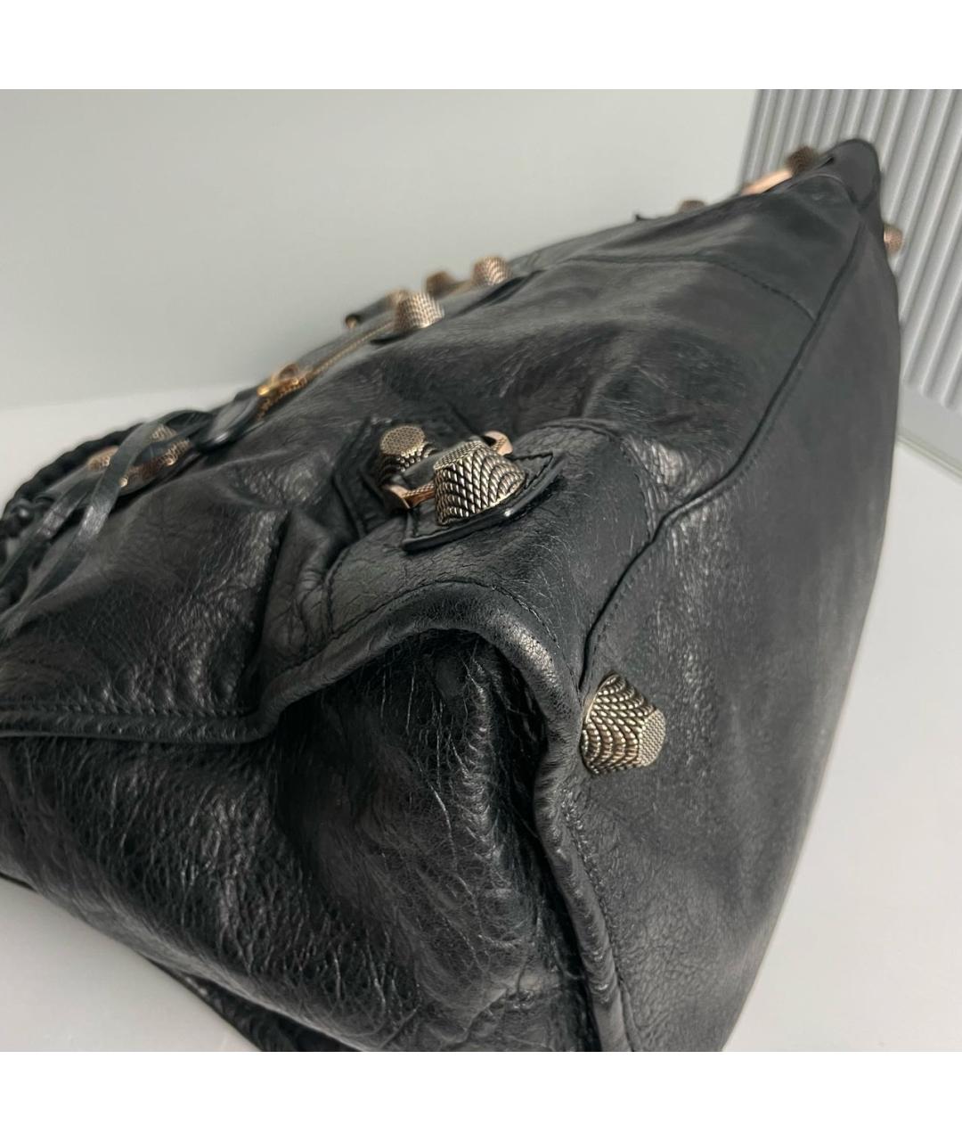 BALENCIAGA Черная кожаная сумка с короткими ручками, фото 5