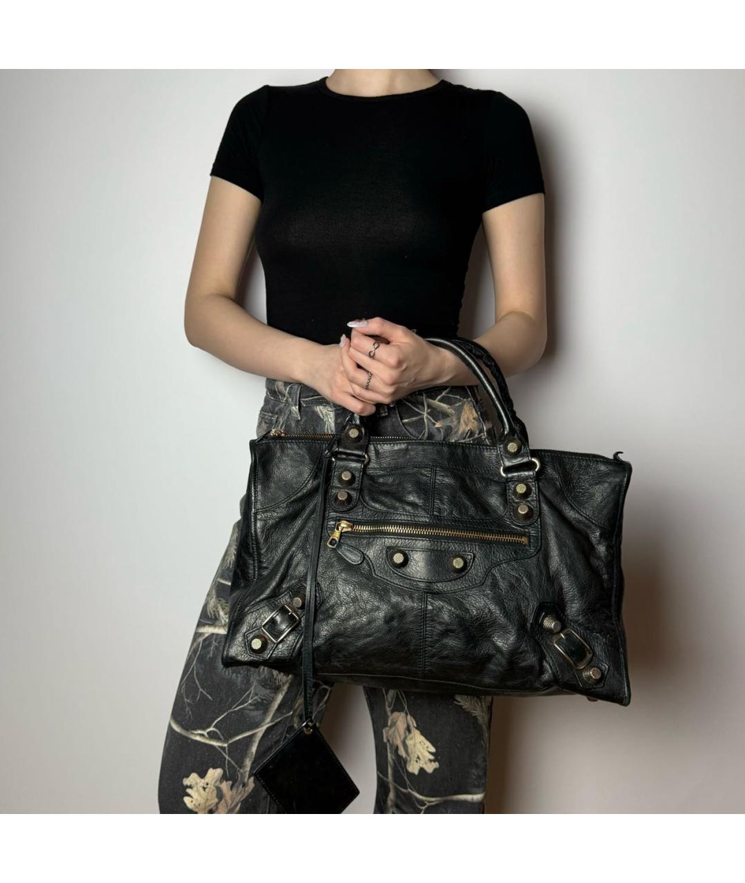 BALENCIAGA Черная кожаная сумка с короткими ручками, фото 8
