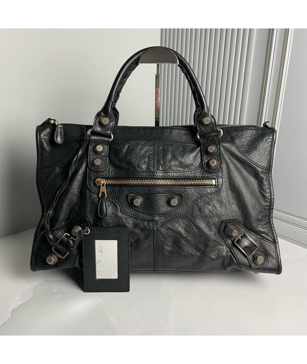 BALENCIAGA Черная кожаная сумка с короткими ручками, фото 9