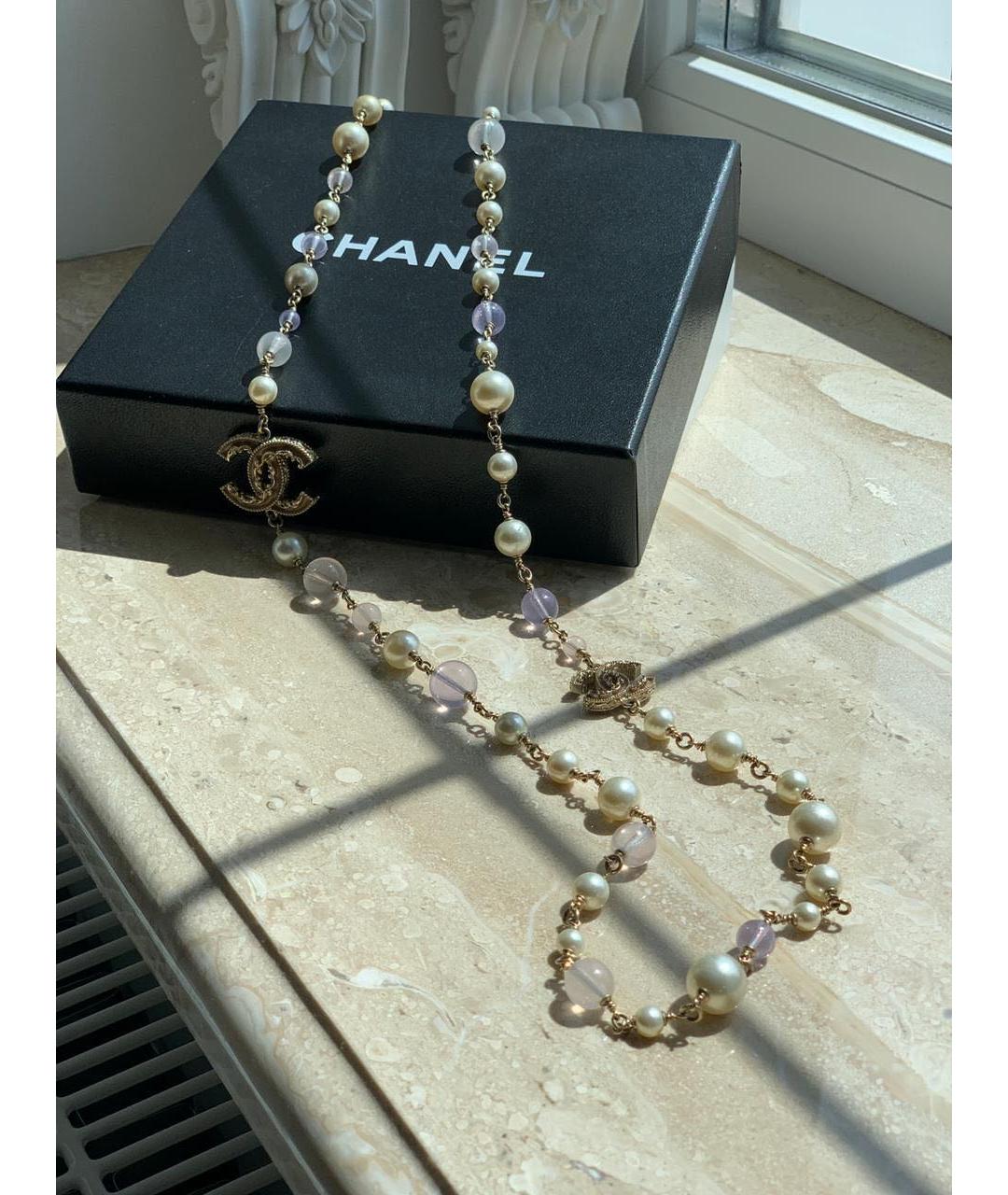 CHANEL Белое металлическое колье, фото 6