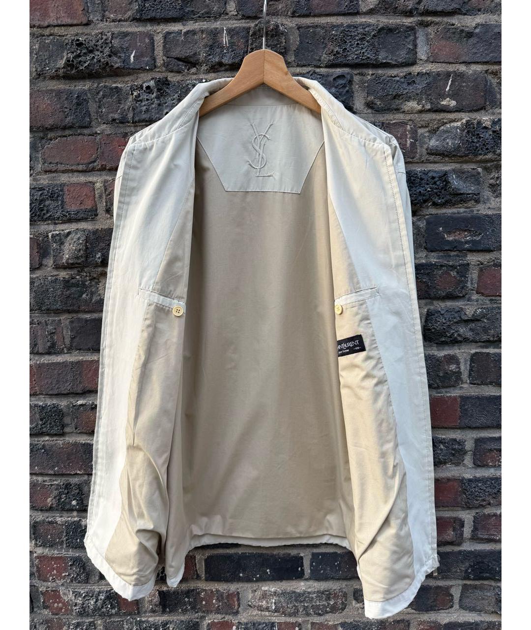 SAINT LAURENT Бежевая полиэстеровая куртка, фото 7