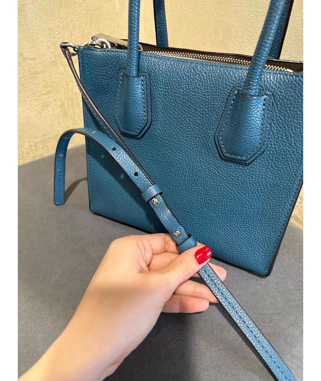MICHAEL KORS Синяя кожаная сумка с короткими ручками, фото 6