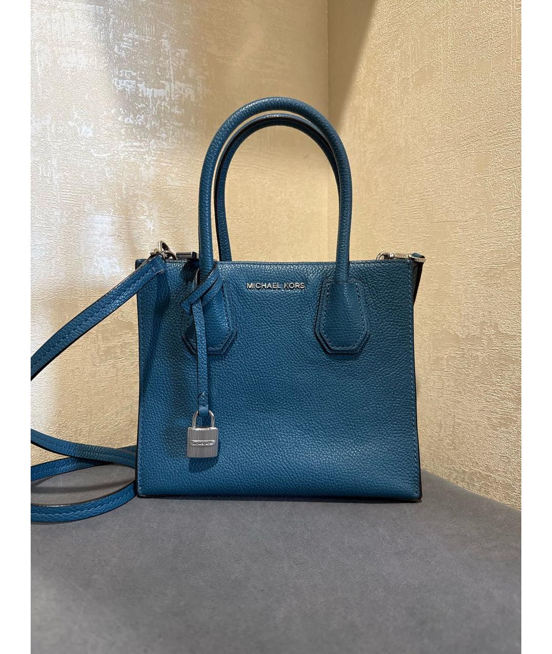 MICHAEL KORS Синяя кожаная сумка с короткими ручками, фото 2