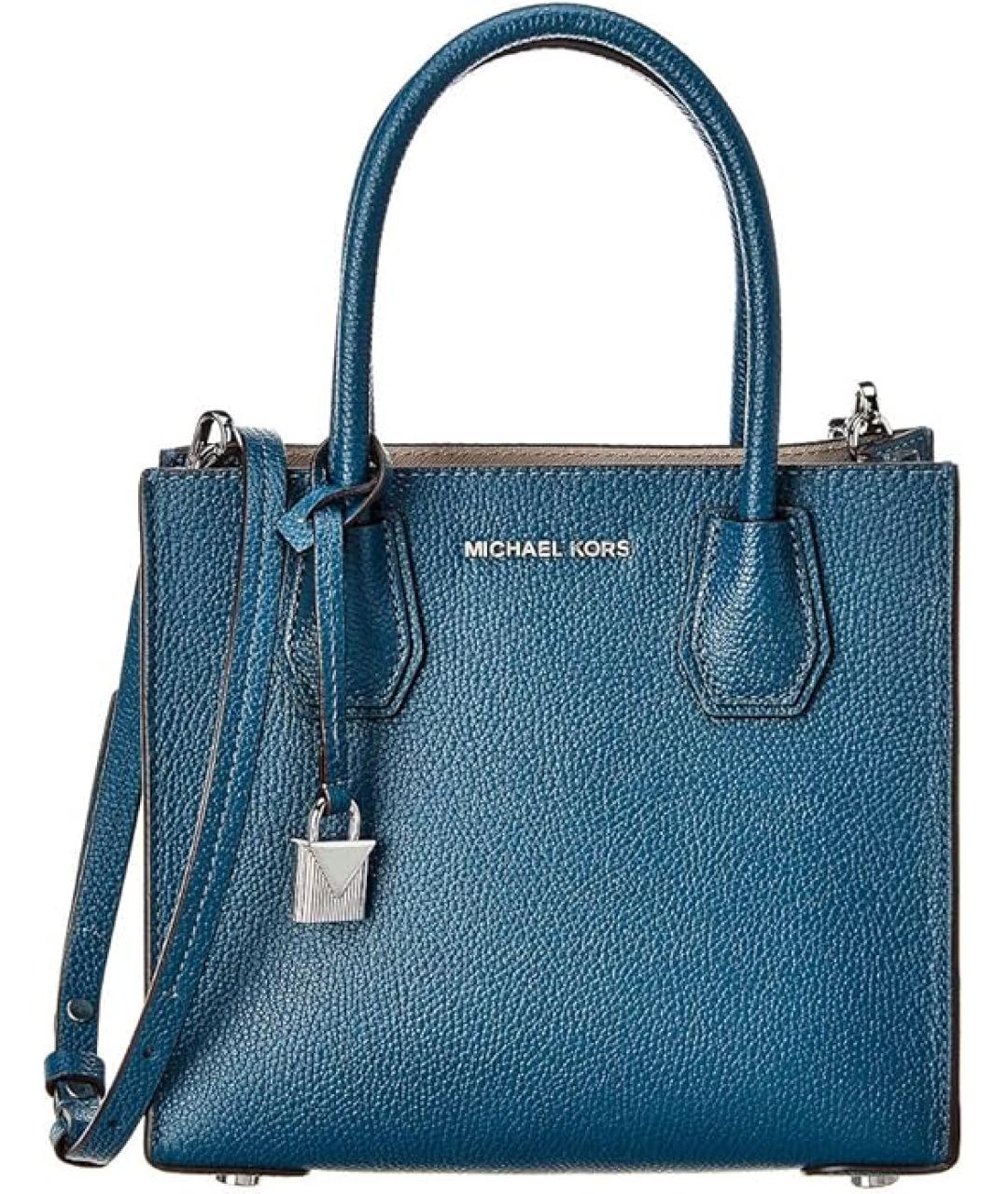 MICHAEL KORS Синяя кожаная сумка с короткими ручками, фото 1