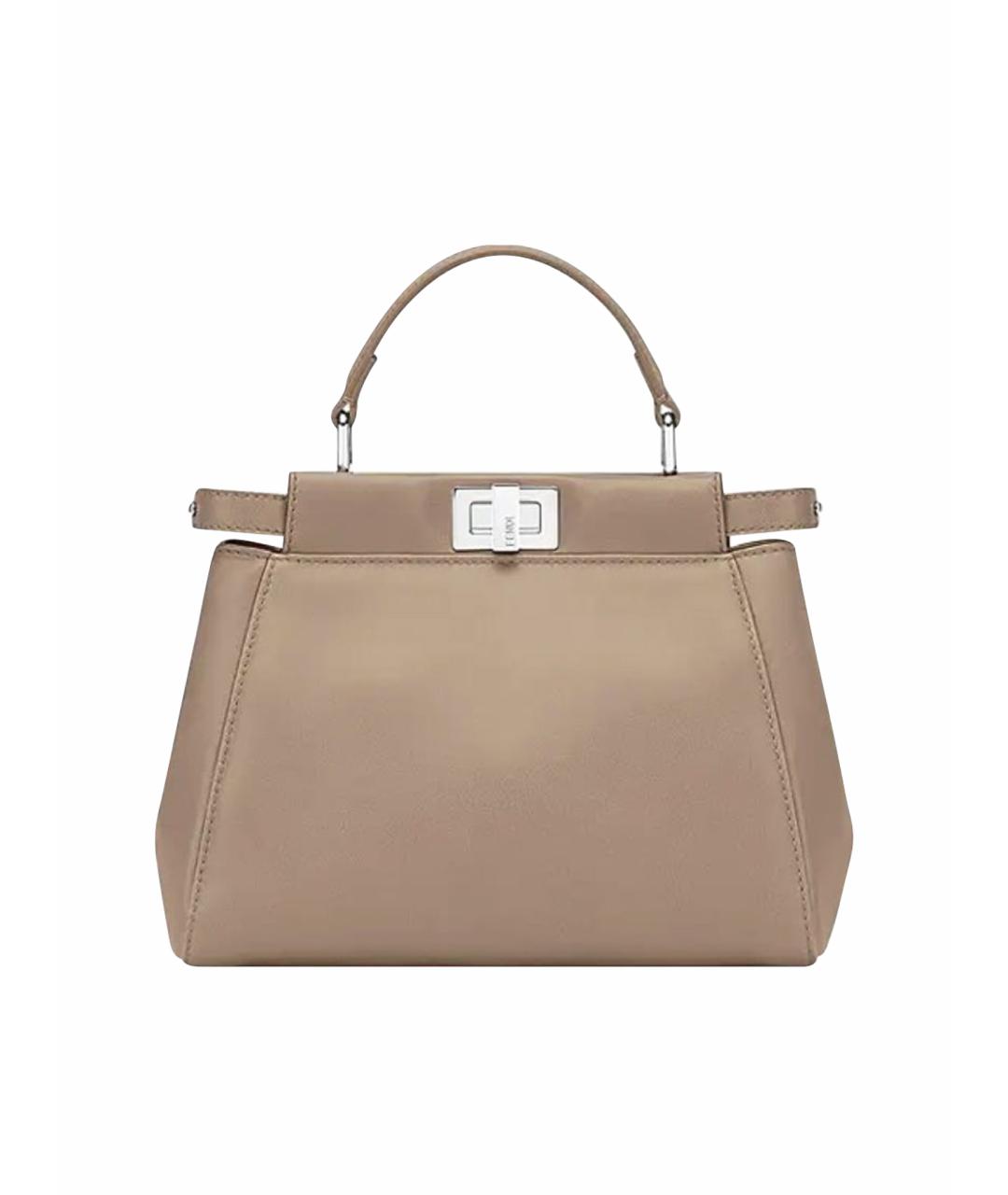 FENDI Бежевая кожаная сумка тоут, фото 1