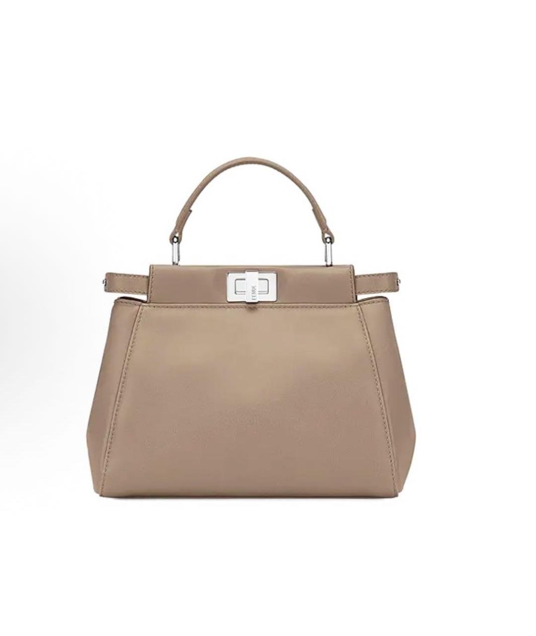 FENDI Бежевая кожаная сумка тоут, фото 5