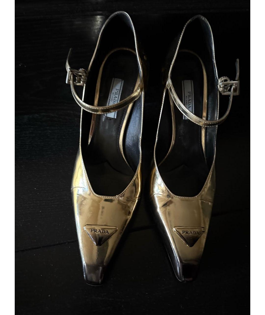 PRADA Золотые кожаные туфли, фото 6