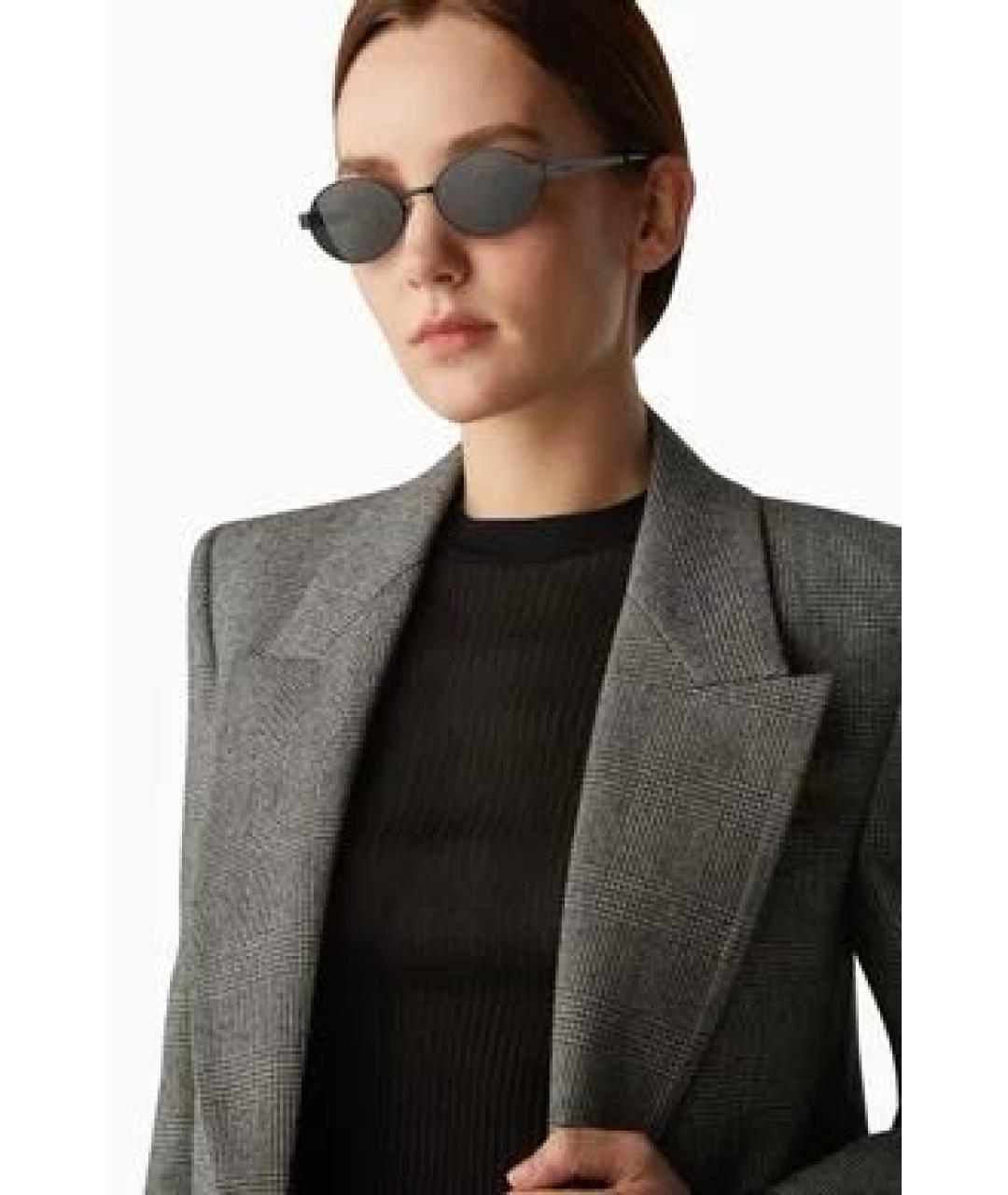 SAINT LAURENT Черные металлические солнцезащитные очки, фото 6