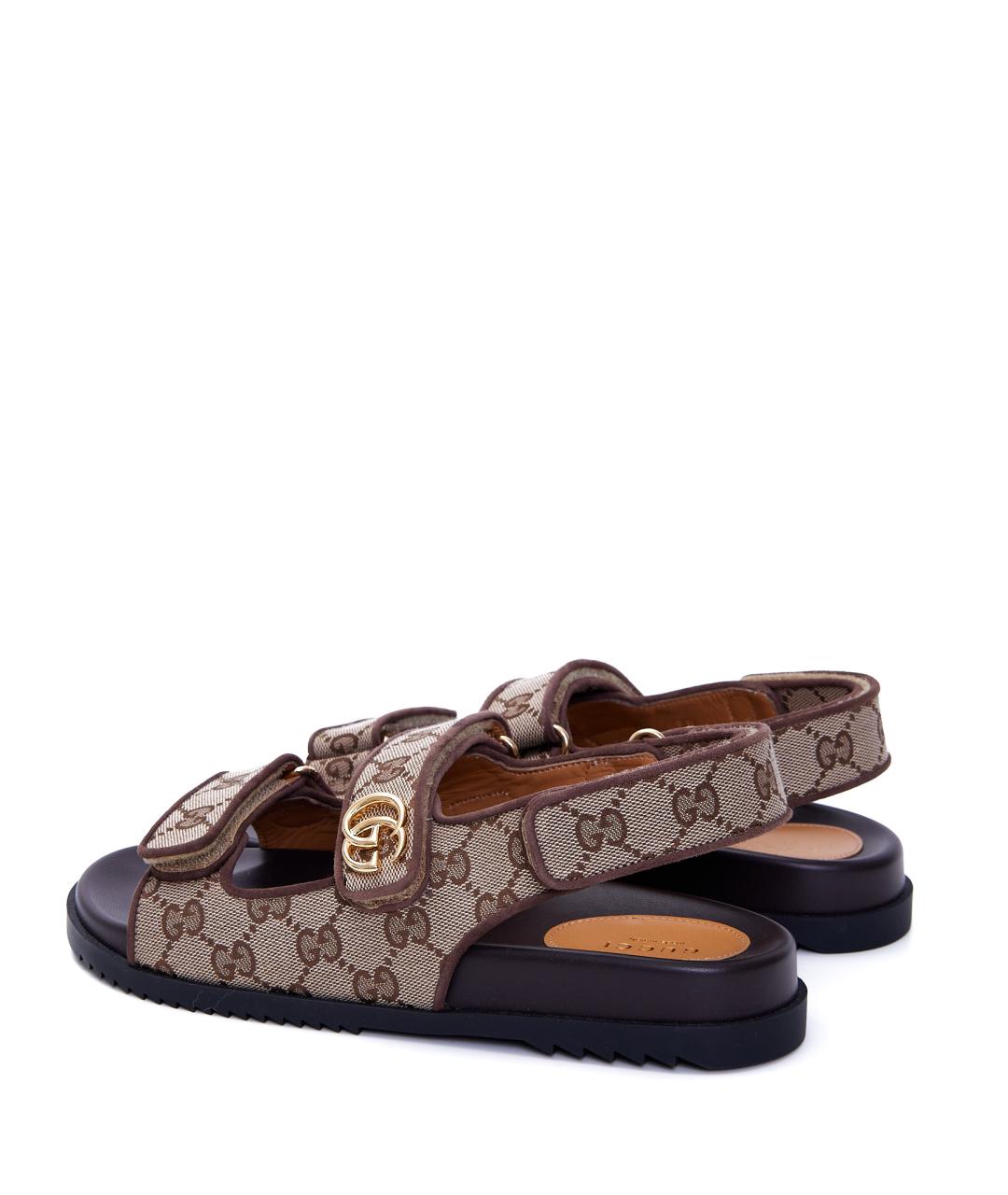 GUCCI Коричневые текстильные сандалии, фото 3