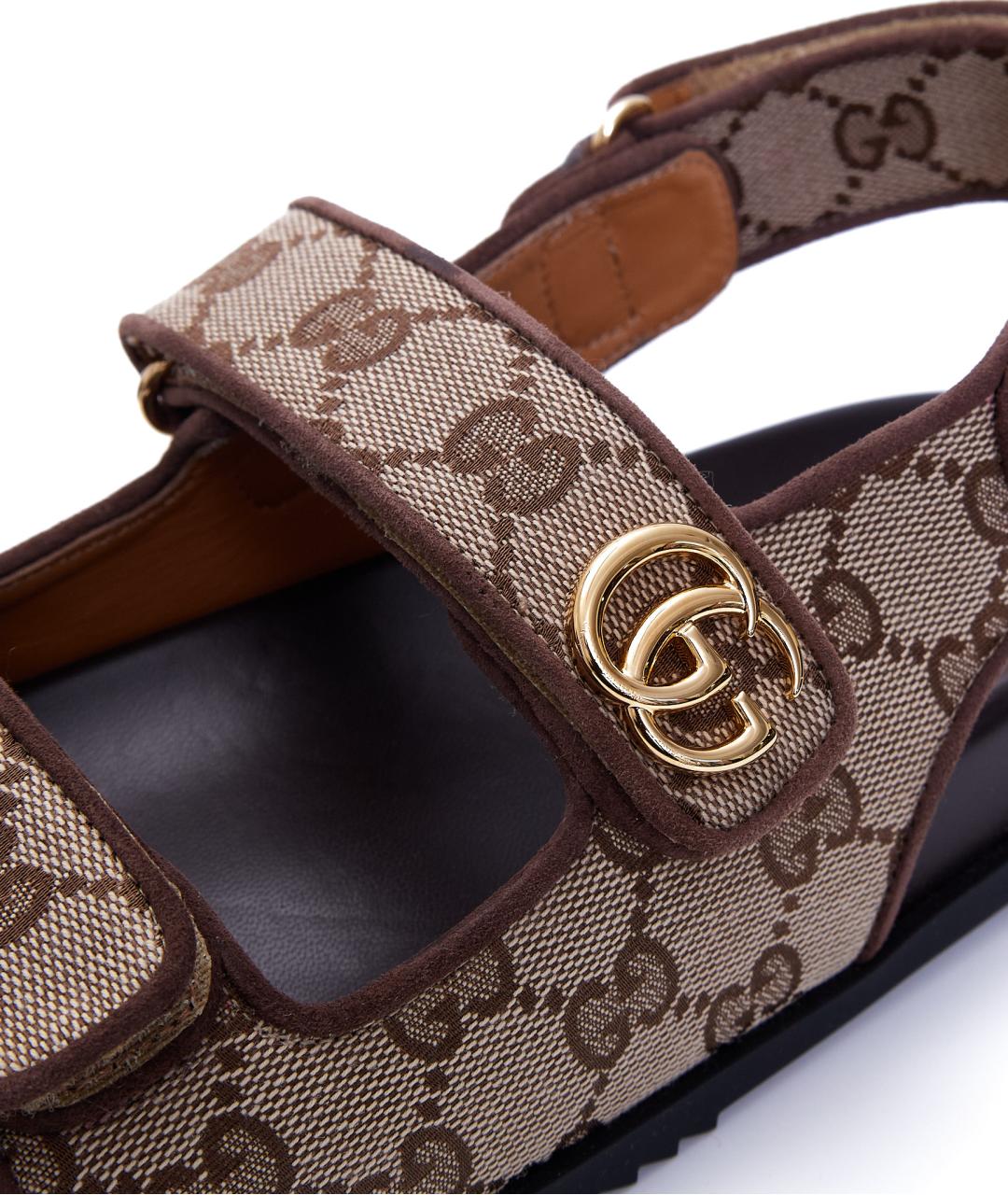 GUCCI Коричневые текстильные сандалии, фото 6