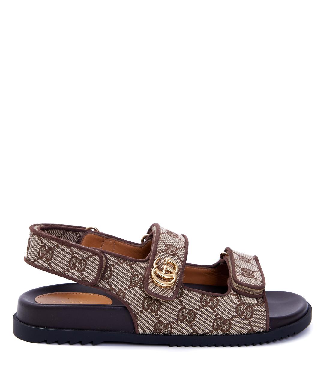 GUCCI Коричневые текстильные сандалии, фото 1