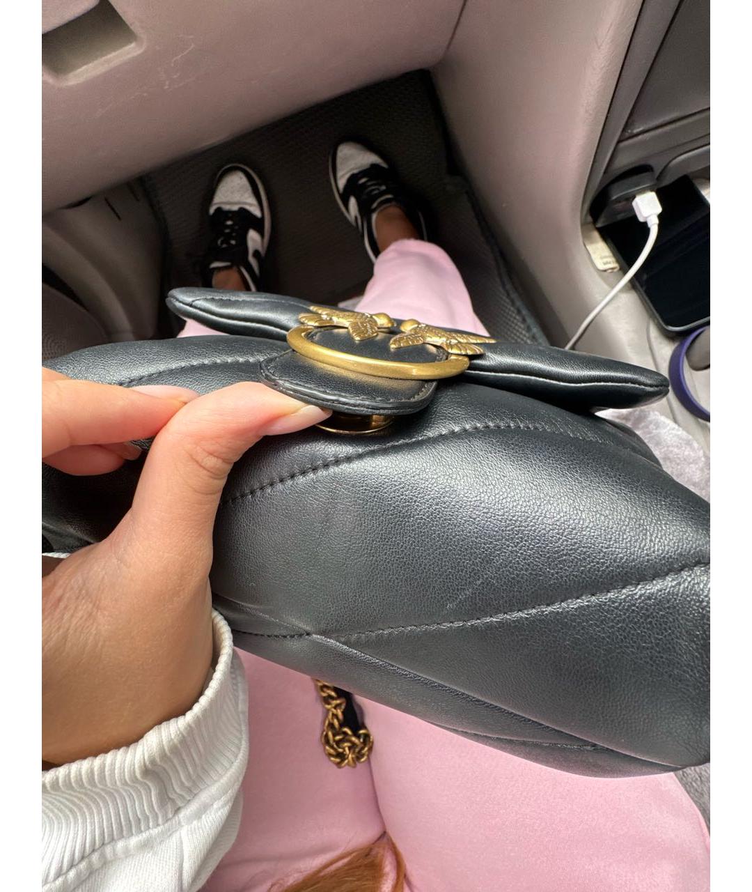 PINKO Черная кожаная сумка через плечо, фото 7