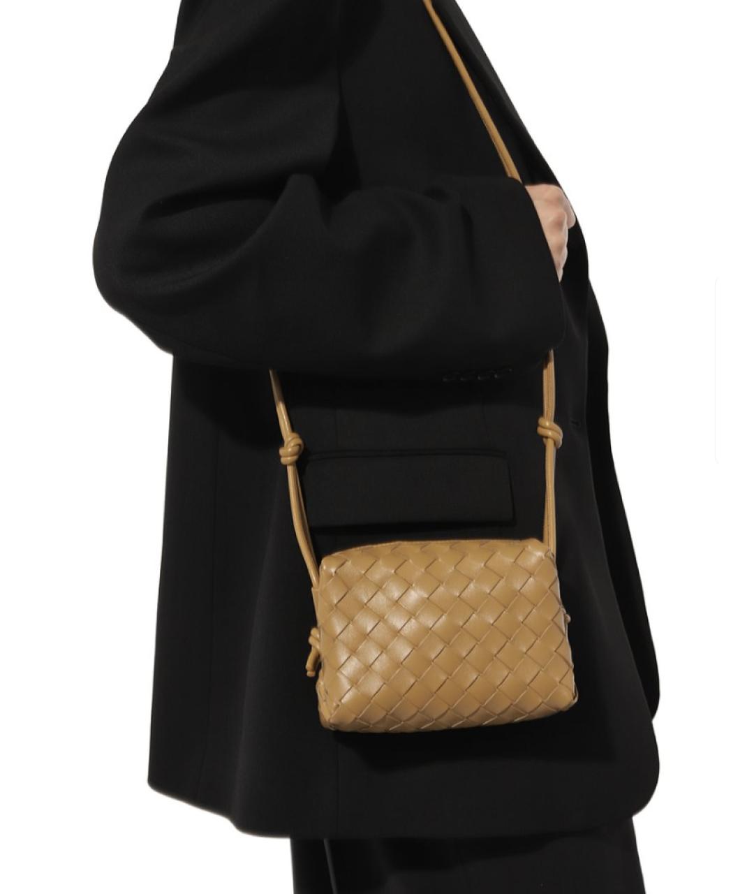 BOTTEGA VENETA Бежевая кожаная сумка через плечо, фото 4