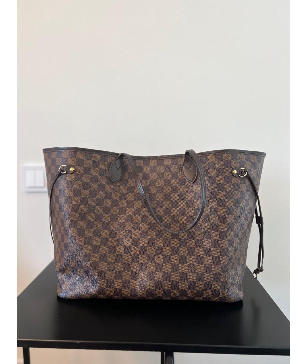 LOUIS VUITTON Коричневая кожаная сумка тоут, фото 7
