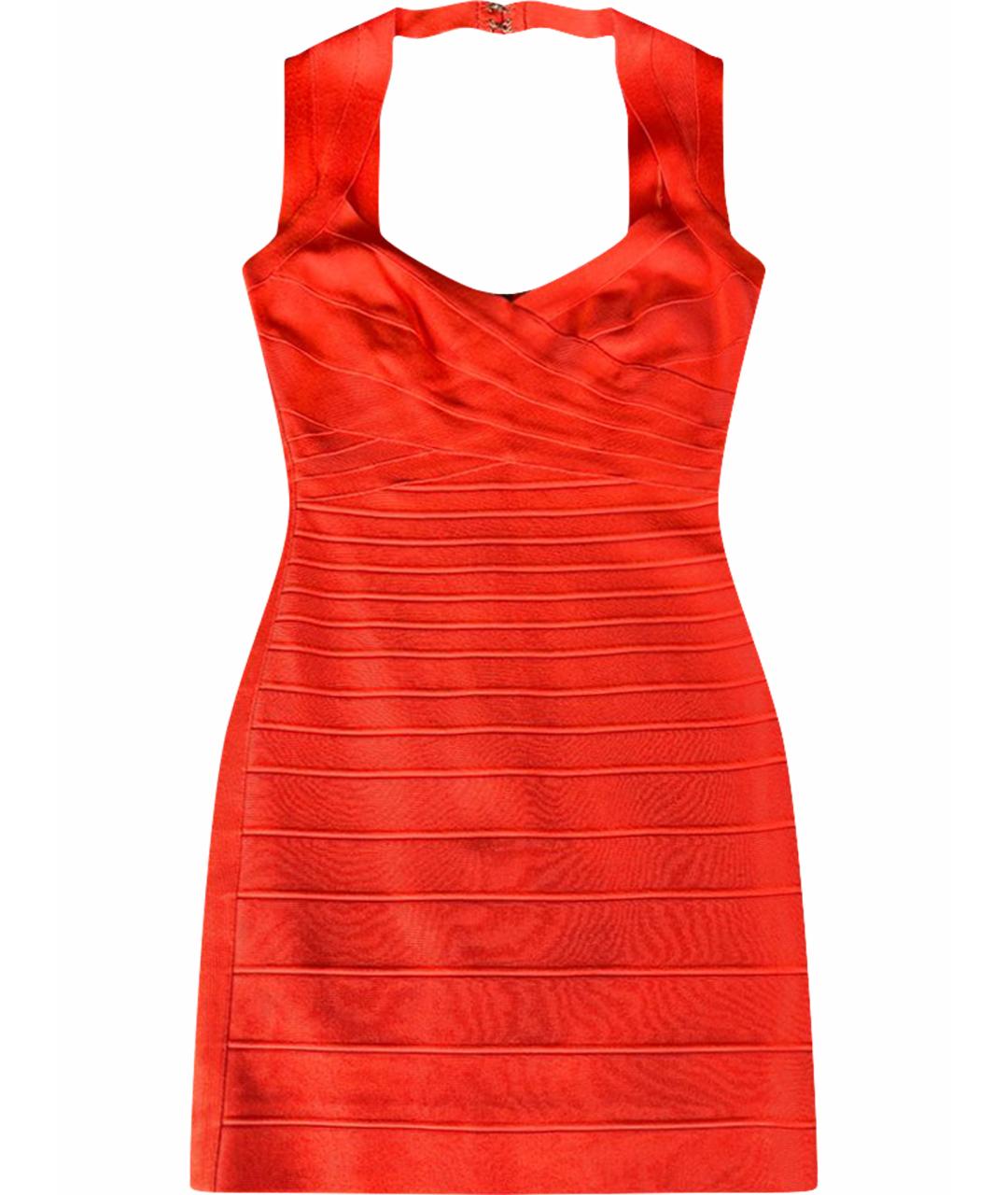 HERVE LEGER Оранжевое полиэстеровое вечернее платье, фото 1