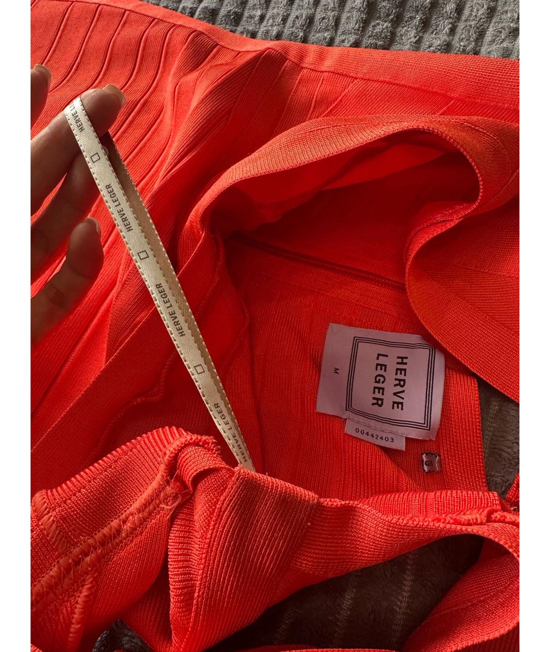 HERVE LEGER Оранжевое полиэстеровое вечернее платье, фото 5