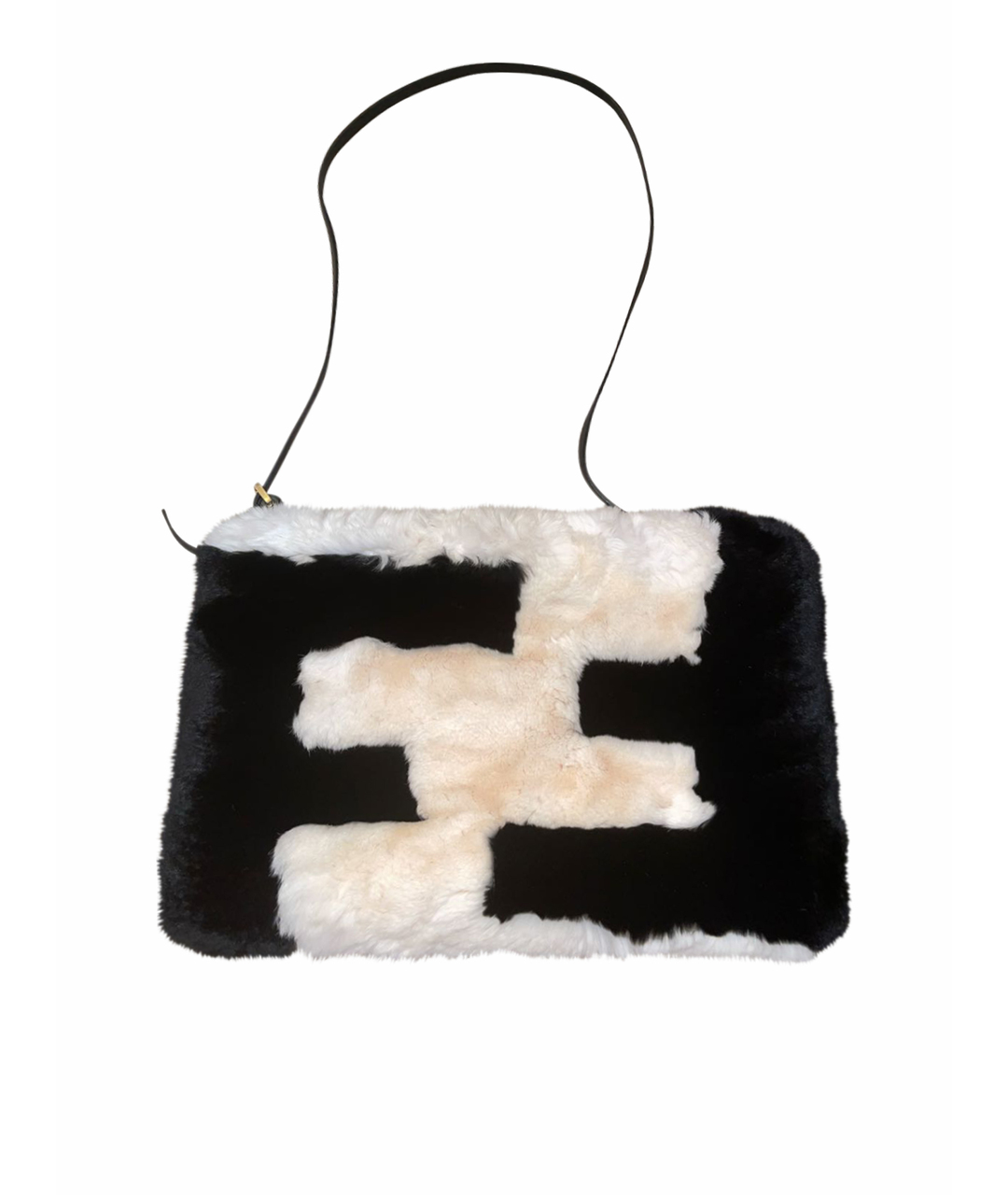 FENDI Черная меховая сумка тоут, фото 1
