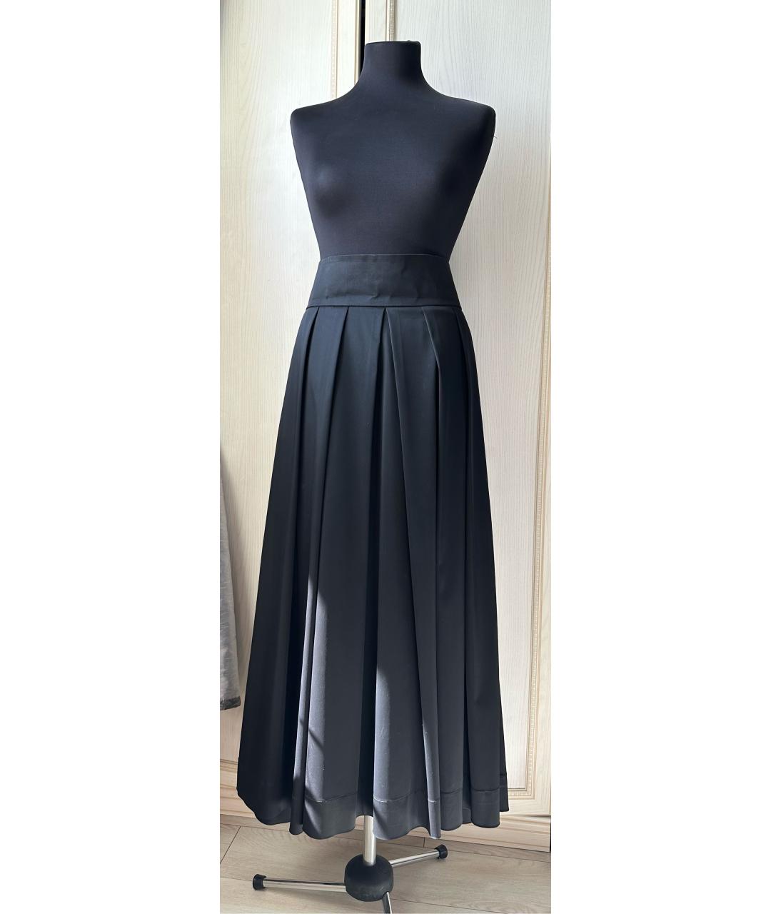 LANVIN Черная атласная юбка макси, фото 7