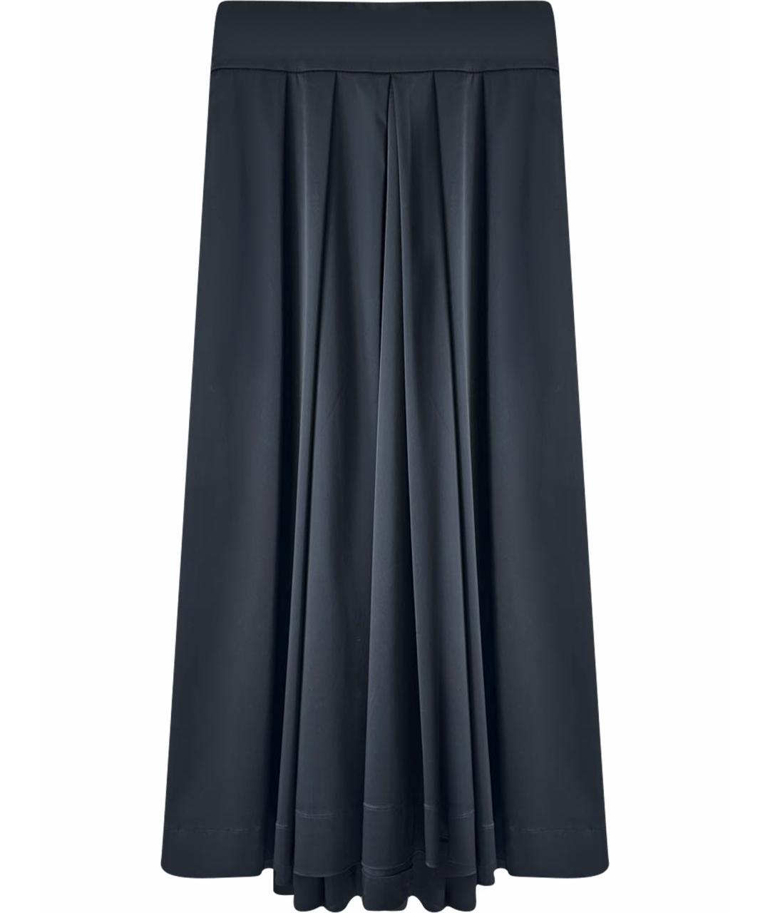 LANVIN Черная атласная юбка макси, фото 1