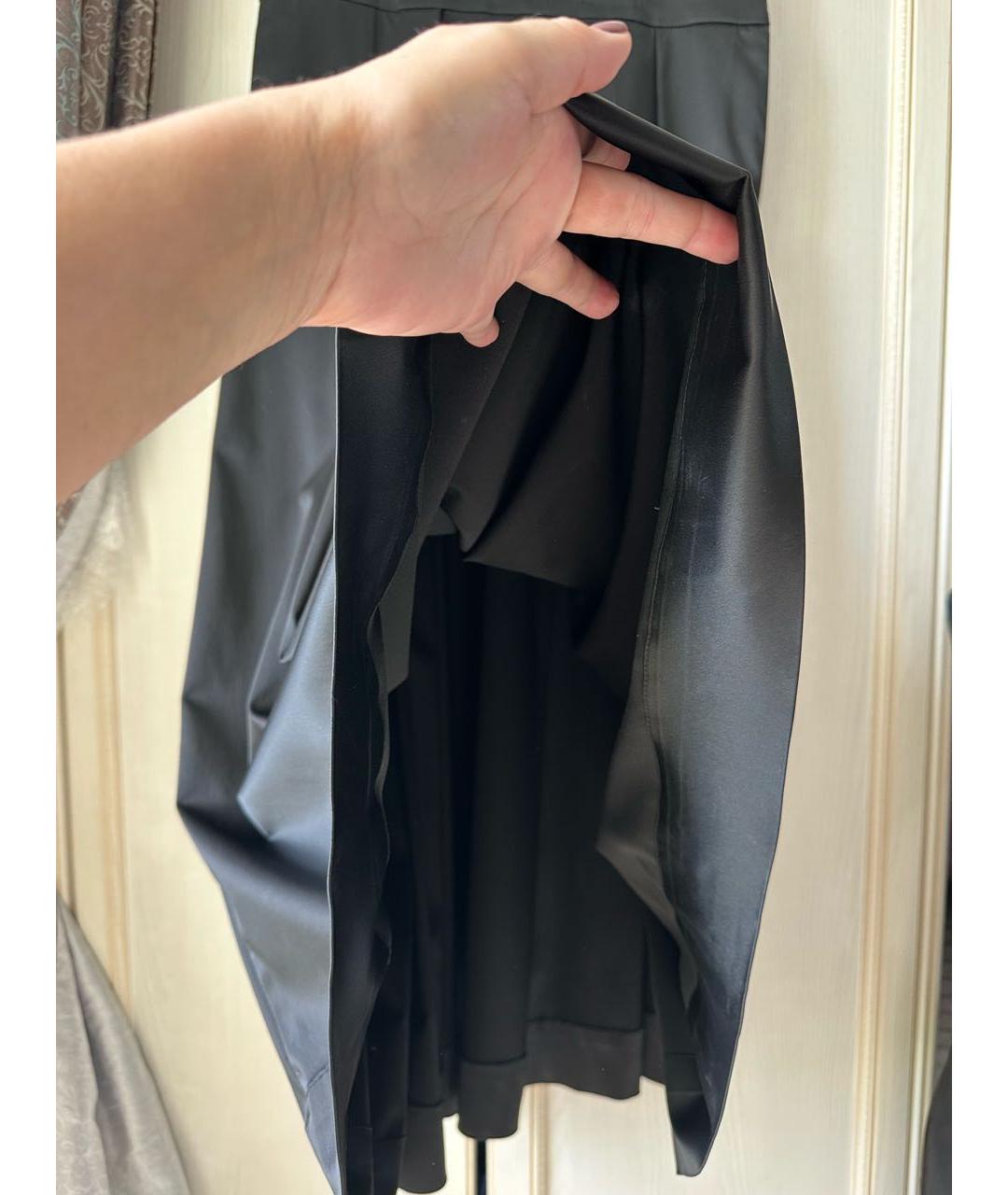 LANVIN Черная атласная юбка макси, фото 4