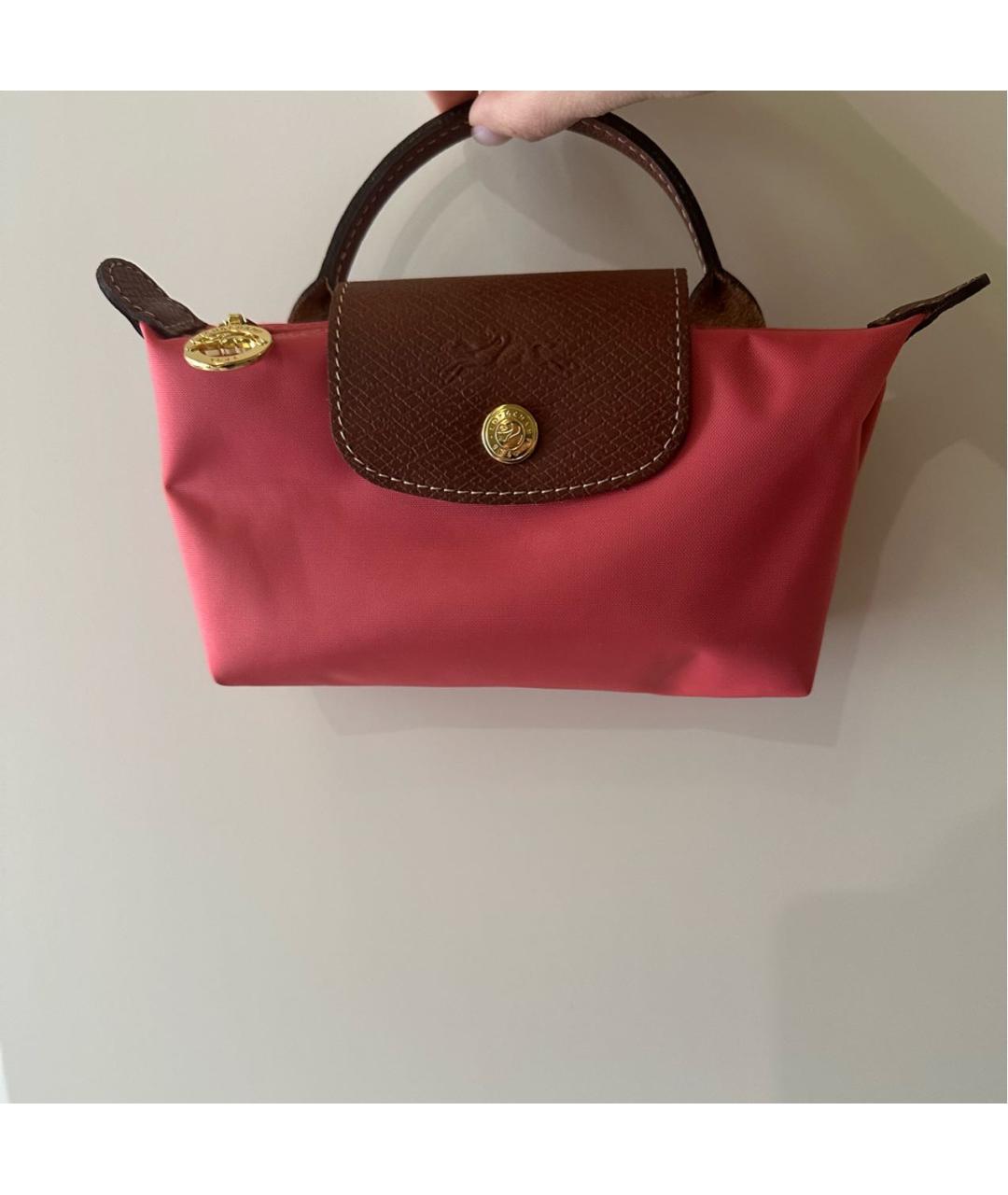 LONGCHAMP Розовая синтетическая сумка с короткими ручками, фото 2