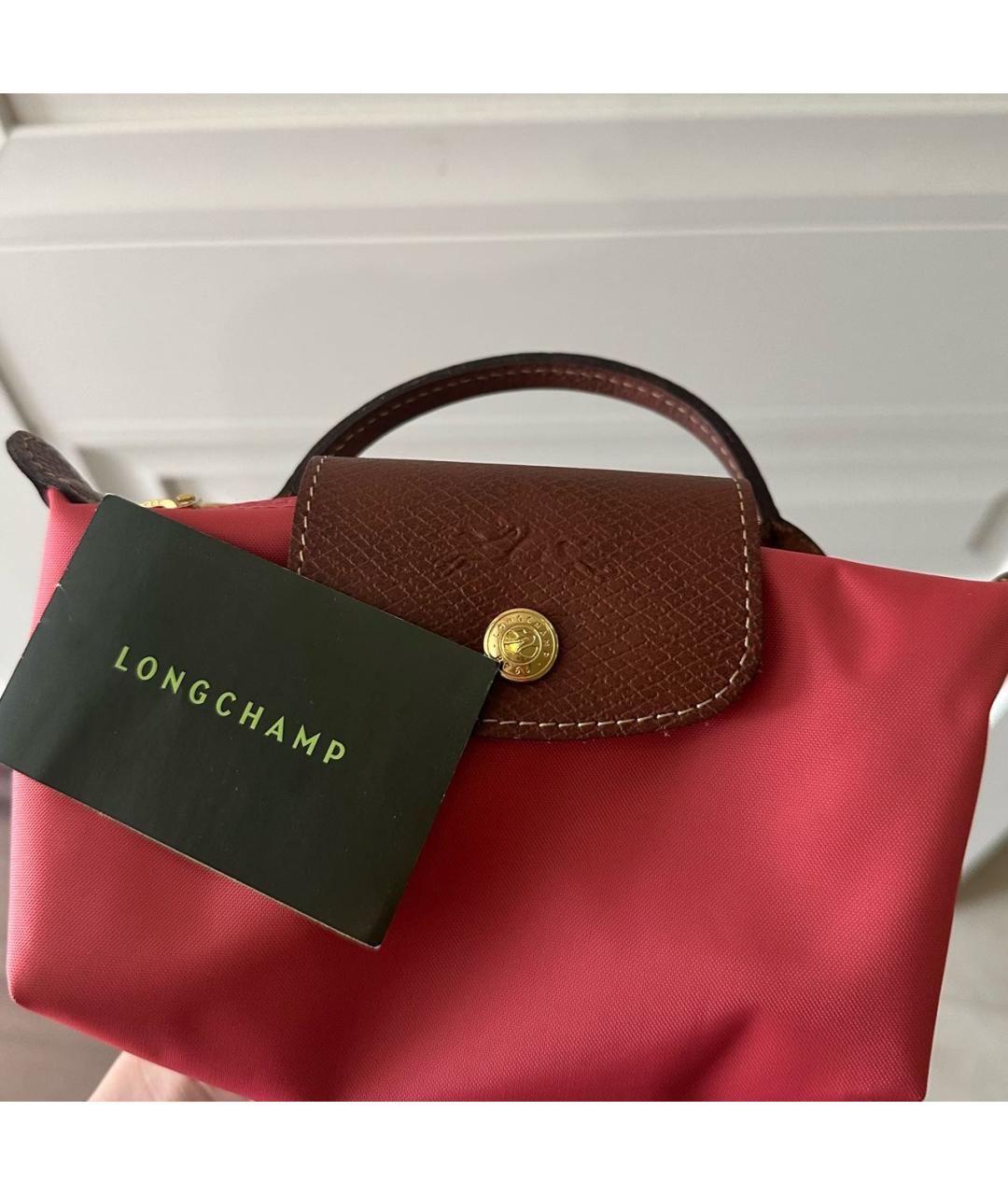 LONGCHAMP Розовая синтетическая сумка с короткими ручками, фото 4