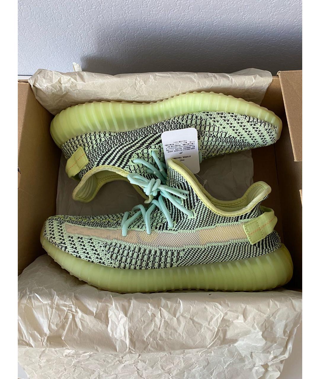 ADIDAS YEEZY Зеленые текстильные низкие кроссовки / кеды, фото 2
