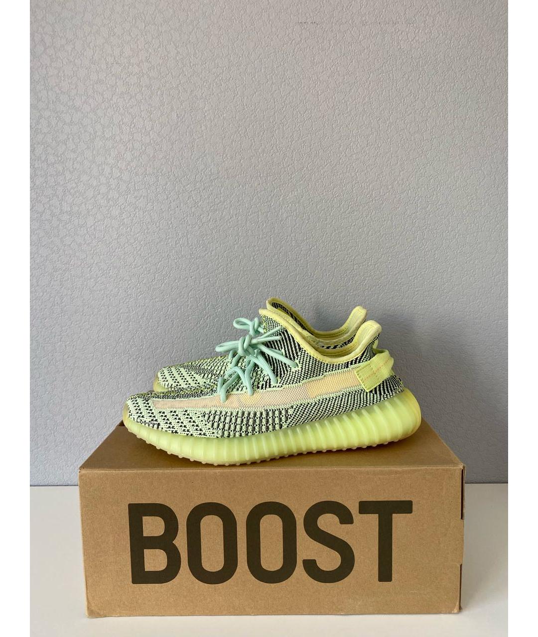 ADIDAS YEEZY Зеленые текстильные низкие кроссовки / кеды, фото 3