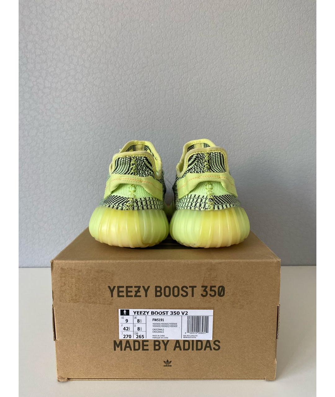 ADIDAS YEEZY Зеленые текстильные низкие кроссовки / кеды, фото 4