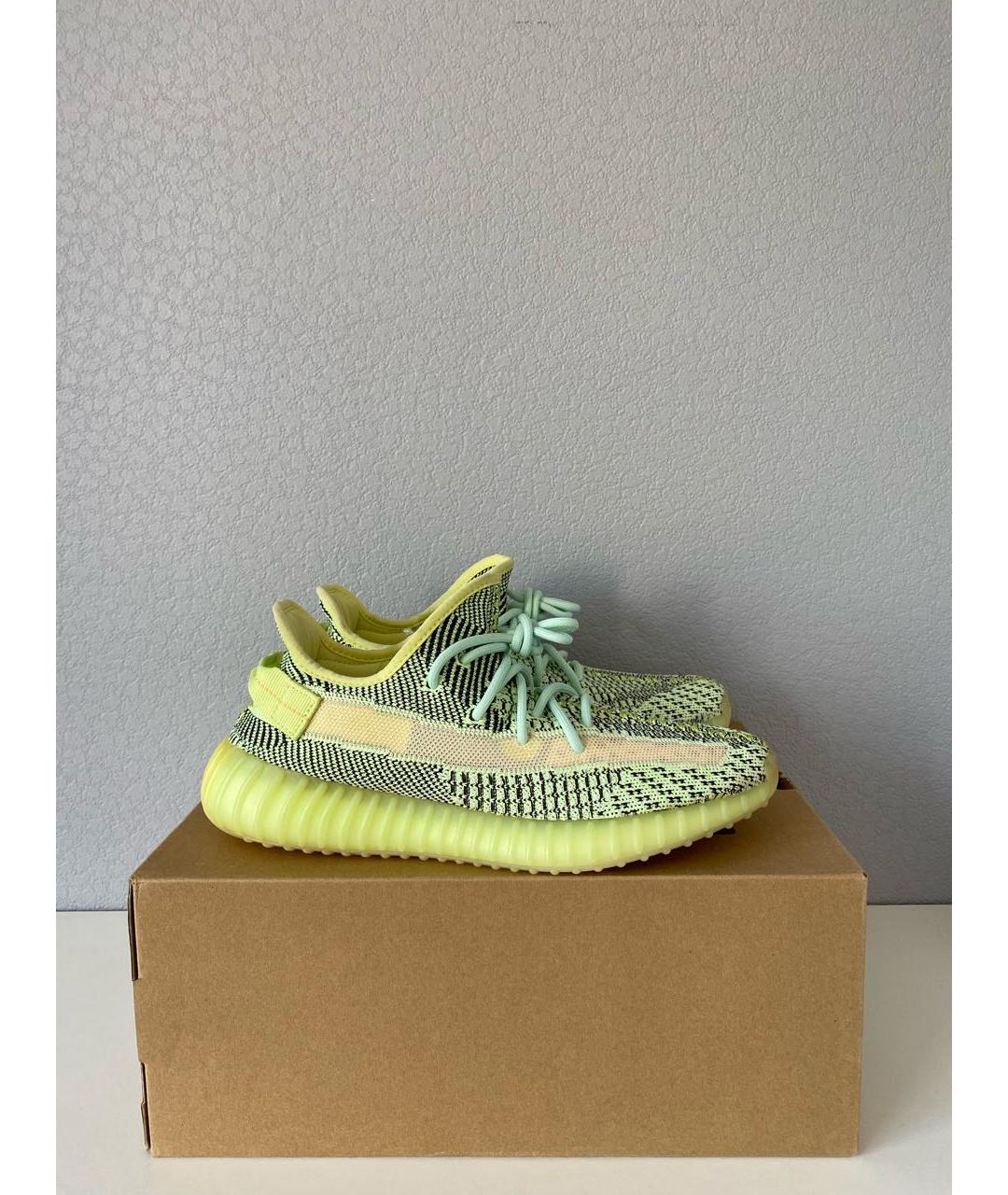 ADIDAS YEEZY Зеленые текстильные низкие кроссовки / кеды, фото 8
