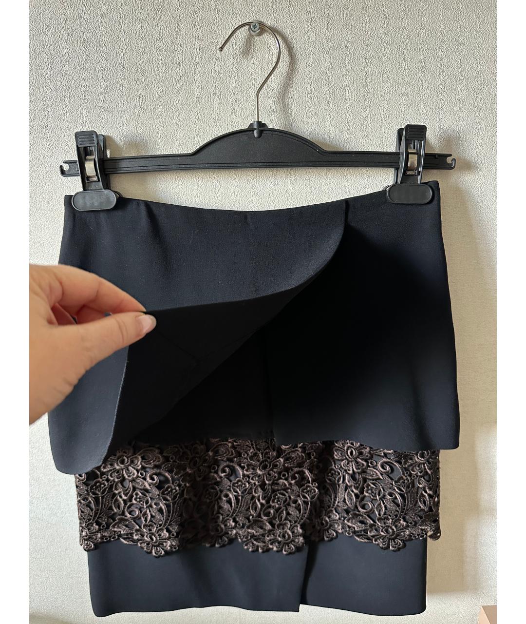 BLUMARINE Черная вискозная юбка мини, фото 7