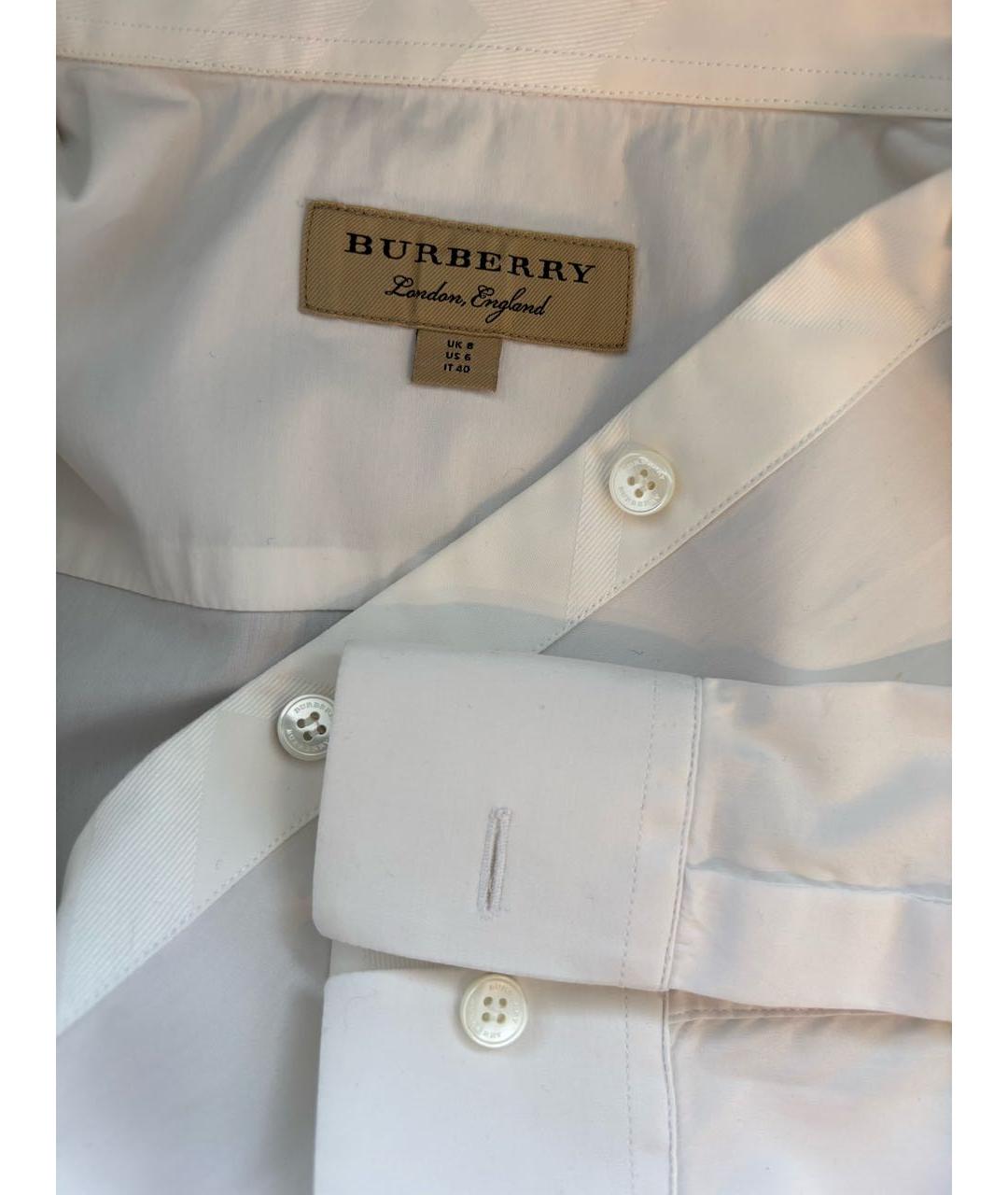 BURBERRY Белая хлопко-эластановая рубашка, фото 3
