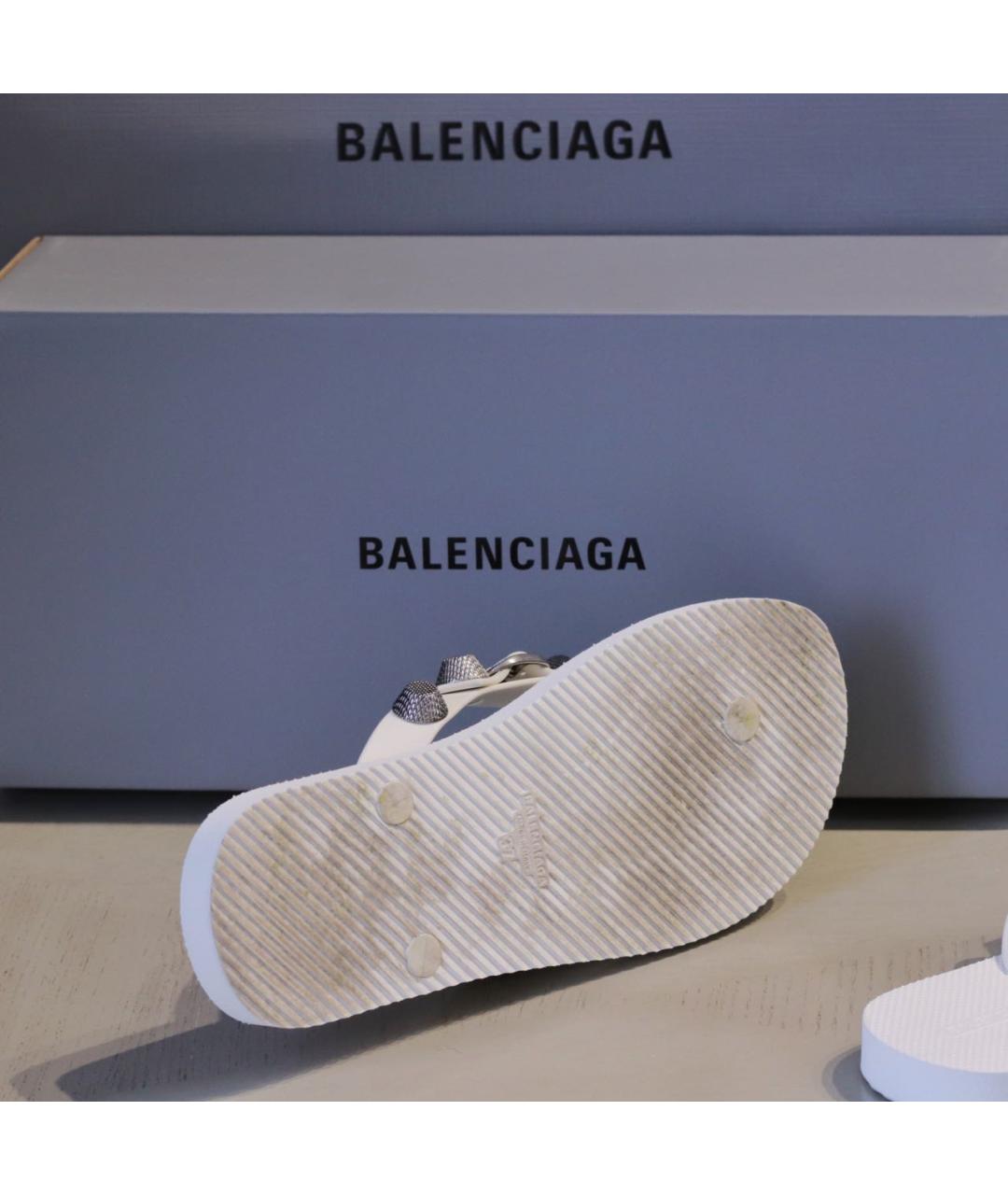 BALENCIAGA Белые резиновые шлепанцы, фото 7