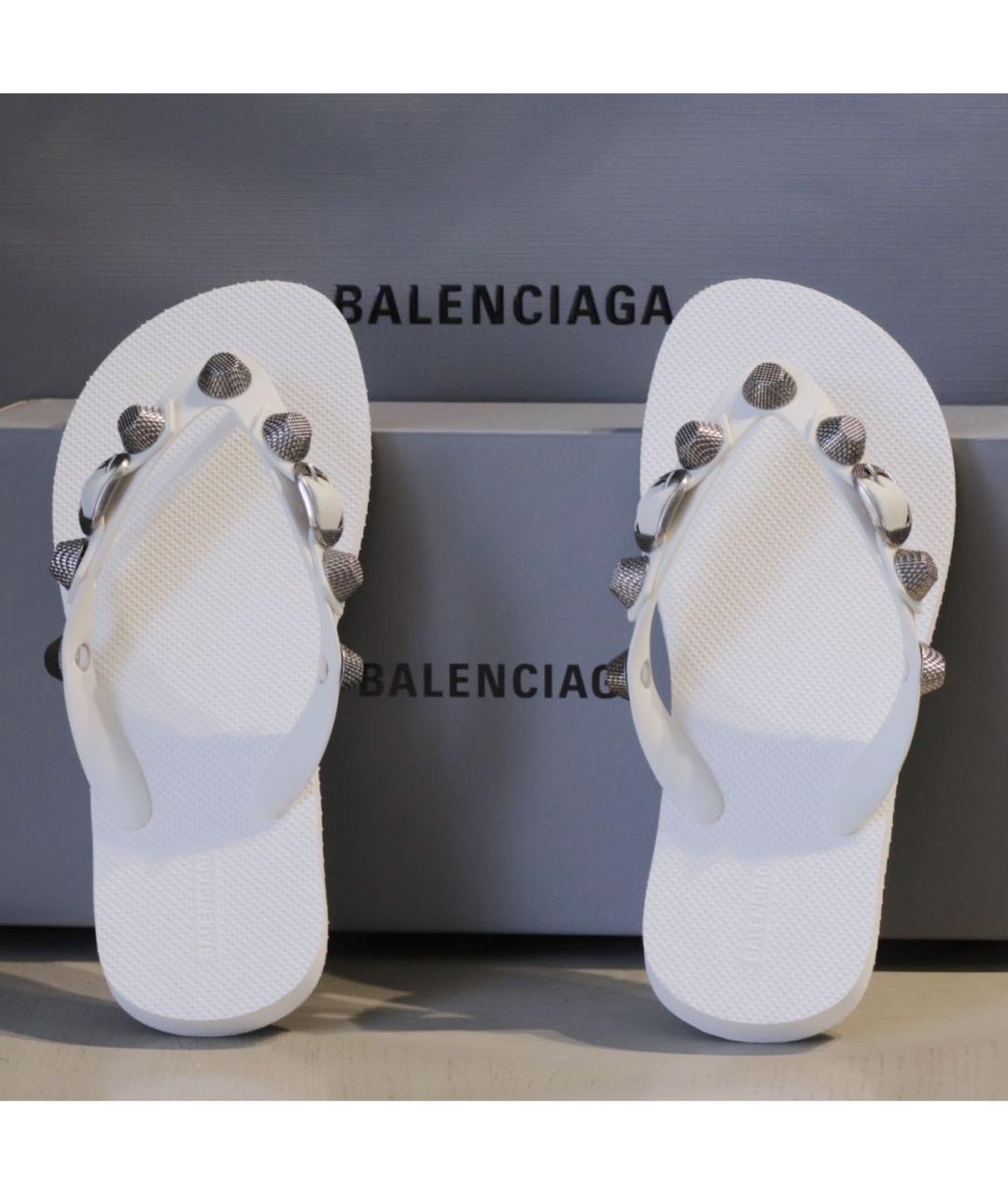 BALENCIAGA Белые резиновые шлепанцы, фото 5