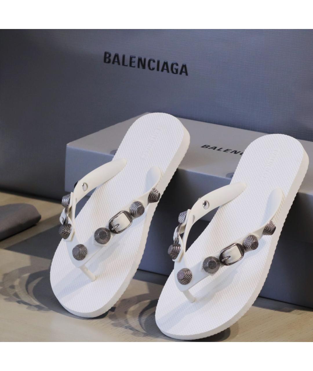 BALENCIAGA Белые резиновые шлепанцы, фото 2