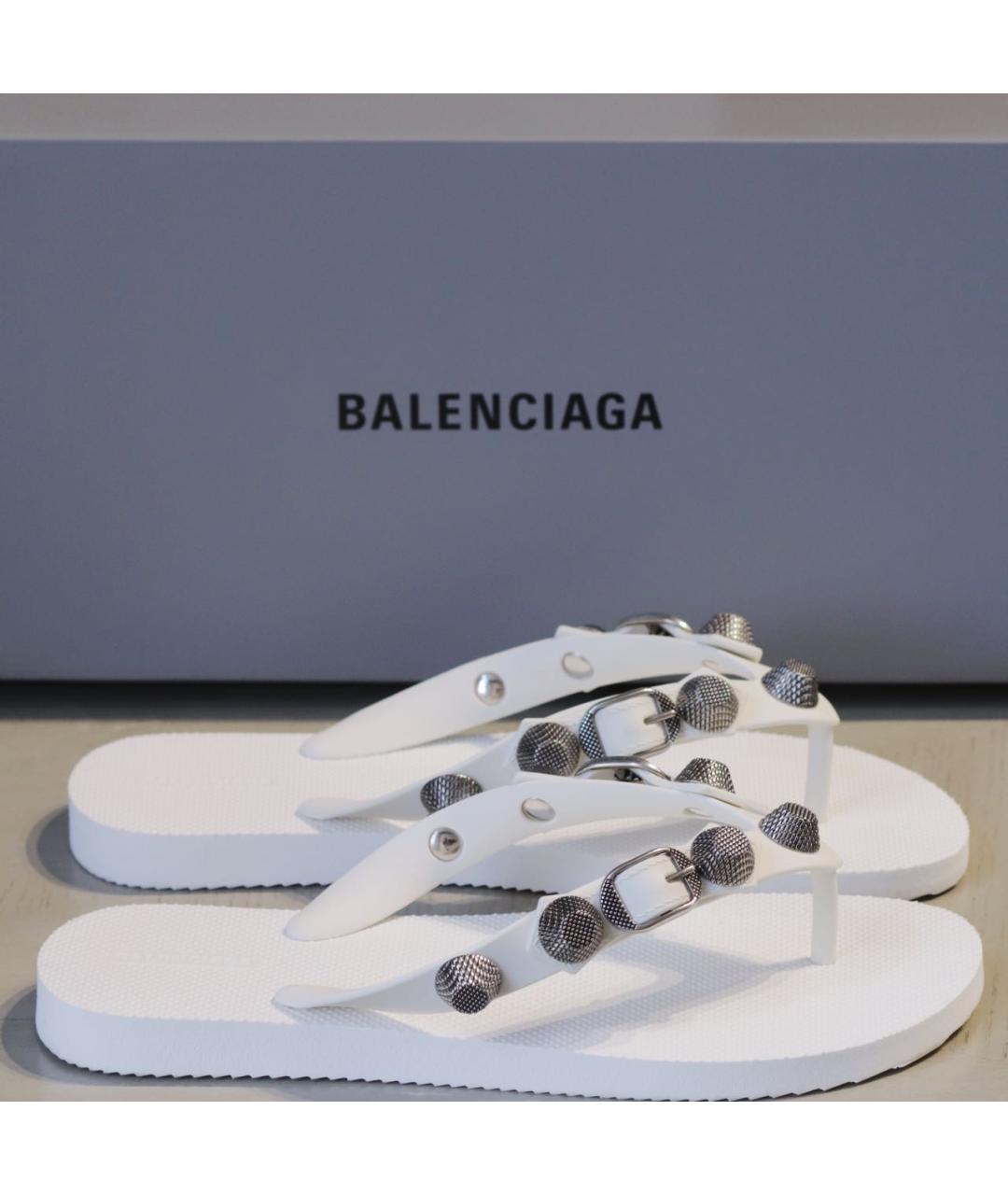 BALENCIAGA Белые резиновые шлепанцы, фото 3