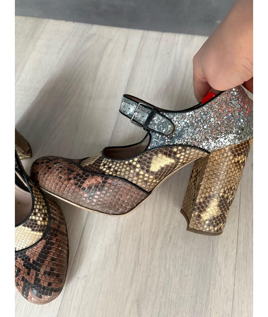 MIU MIU Бежевые кожаные туфли, фото 3